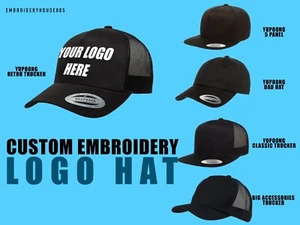 Custom Logo Hat Embroidery - Hat with your logo - Hat, Snapback, Trucker Hat - Picture 1 of 17