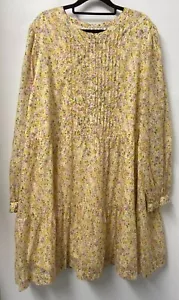 FOREVER NEW CURVE Womens 100% Cotton Yellow Pink Floral Dress Size 22 - Picture 1 of 7