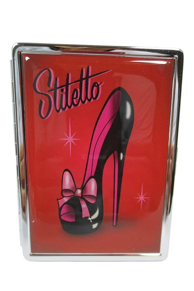 Fluff Hello сексуальный черный Stiletto и розовый бант металлический ID зеркало чехол компактное зеркало - Изображение 1 из 3