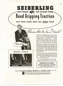 1937 Seiberling Tires road gripping traction 2 treads Vintage Print Ad - Picture 1 of 1