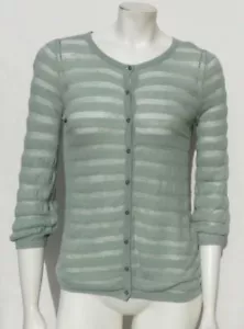 Boden Damen grün Pointelle Strick Knopf Langarm Cardigan Pullover Top S 6 - Bild 1 von 5