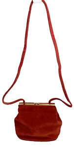 Vintage Giani Bernini Red Suede Leather Crossbody Bag Gold Tone Toggle Closure