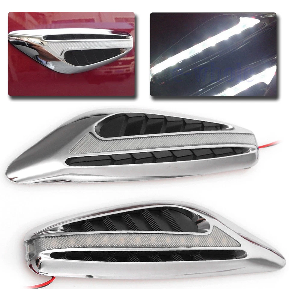 2pcs White Universal Blade Car Steering Light Led Turn Signal Fender Side Lights - Image 1 of 2