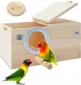 Parakeet Nesting Box Bird House Wood Breeding Box Parrots Mating Box for Lovebir - Picture 1 of 12