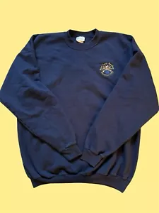 Sudadera Vintage Azul Marino Cuello Redondo con Logo Bordado Hombre Talla XL - Imagen 1 de 6