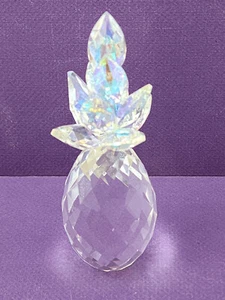 Crystal Pineapple Figurine Iridescent Leaves 5" - Picture 1 of 7