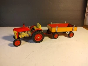 ZETOR Tin Windup Farm Tractor and trailer Kovap Czech Republic NO KEY AS IS - Picture 1 of 16