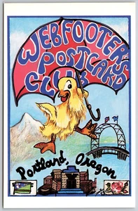 Postcard Portland Oregon Webfooters Postcard Club Cute Duckling Umbrella 1984 - Picture 1 of 2