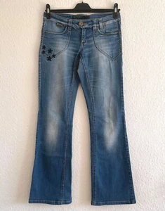 Only Limitless Denim Jeans Flared Schlaghose Blau mit Sternen Stickerei W29 L34 - Bild 1 von 6
