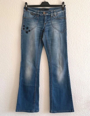 Only Limitless Denim Jeans Flared Schlaghose Blau mit Sternen Stickerei W29 L34 - Bild 1 von 4