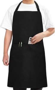 Work Aprons Heavy Duty Shop Work Apron With Pockets for Men Black Chef - Picture 1 of 8