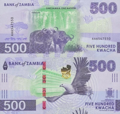 Zambia 500 Kwacha 2024 2025 P New Issue UNC AA First Prefix - Image 1 of 3