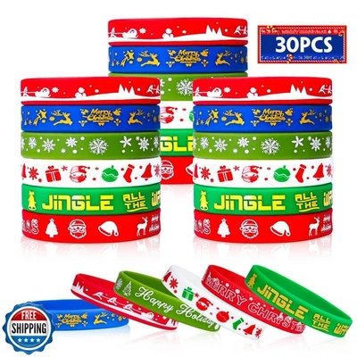Pulseras de goma de Navidad 30 piezas a granel Favores de fiesta de Navidad Medias Stuffe Foto 1 de 4