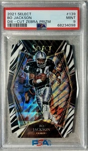 PSA 9 2021 Panini Select Football Bo Jackson Premier Level Zebra Die Cut Prizm - Picture 1 of 3