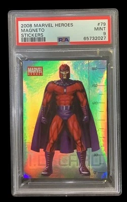 2008 marvel super heroes #79 magneto rc; holo foil SP sticker PSA 9  (POP 2, 0^) - Image 1 of 3
