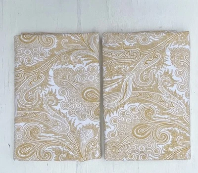 Juego de 2 fundas de almohada Lauren Ralph Lauren King Paisley amarillo blanco 100 % algodón Foto 1 de 4