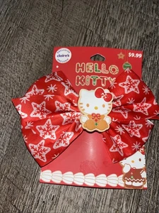 HELLO KITTY SANRIO CLAIRE'S EXCLUSIVE CHRISTMAS GINGERBREAD HAIR BOW RIBBON CLIP - Picture 1 of 3