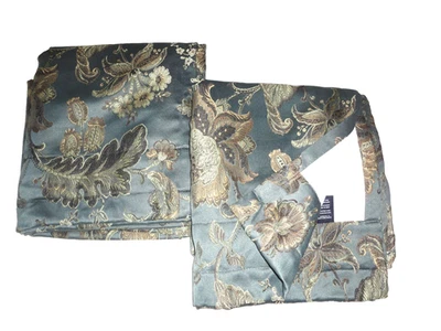 PAINÉIS DE CORTINA 50X83 AMERICAN LIVING JACOBEAN FLORAL AZUL DOURADO BROCADO (2) - Imagem 1 de 4