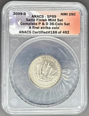 2009‑D Northern Mariana Islands Satin Finish Quarter ANACS SP69 - Image 1 of 2