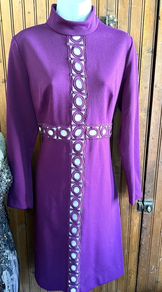 Vintage 1960s 1970s PURPLE Women Dress Gogo Cut Outs Plum Can’t Miss Sz S M - Image 1 of 4