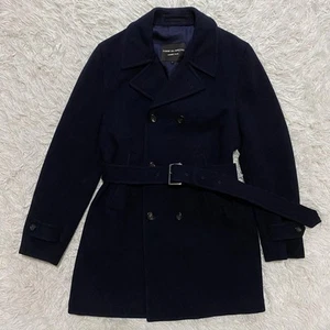Comme Des Garcons Homme Plus Navy Wool Peacoat L Coat Belted Large US 40 - Picture 1 of 13