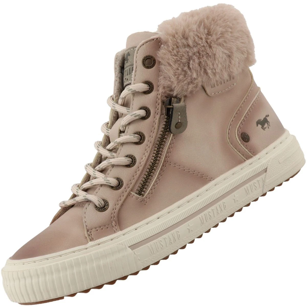 MUSTANG Damen Sneaker 1446605/243 – Mit Teddyfleece-Futter & Abgestepptem Schaft, Bequem & Stylisch