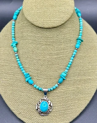 Barse Sterling Silver Turquoise Enhancer Pendant Necklace 18" long - Image 1 of 4