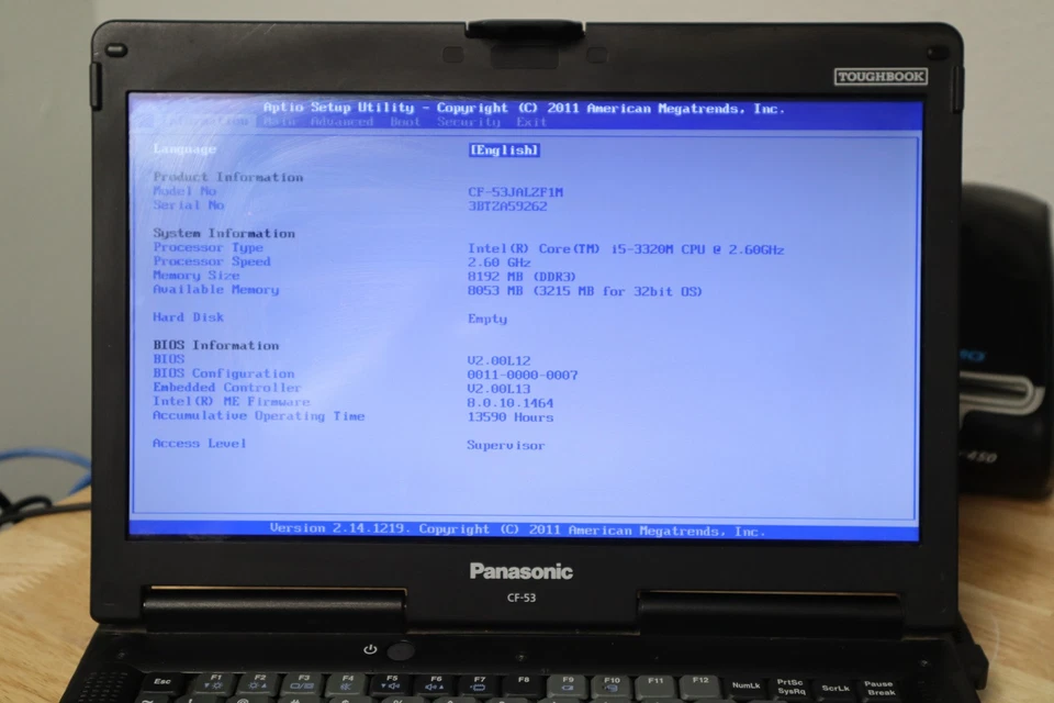 Panasonic CF-53 Laptop Intel Core i5 8GB RAM No HDD No OS - Image 1 of 4