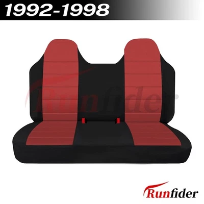 Front Solid Bench Seat Covers Ford F150 F250 F350 1992-1998-Red - Image 1 of 4