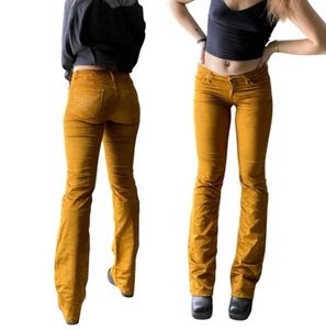 7 for All Mankind Flynt Corduroy Bootcut Pants Size 27 Gold Low Rise Western - Picture 1 of 13