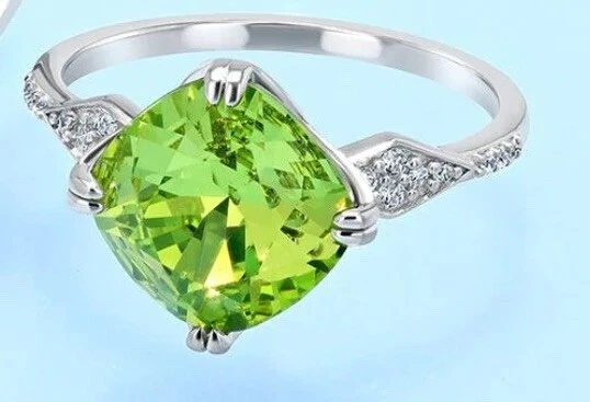 Joyas fragantes *Colección Huerto Salvaje* Anillo de plata esterlina peridoto talla 6 Foto 1 de 4
