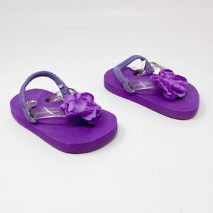 Purple Baby Girl Toddler Flower Accent Sandals Flip Flops