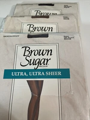 Brown Sugar Ultra Ultra Sheer Pantyhose Med 3 pr Off Blk Cof fits to 5'5" & 155# - Image 1 of 4