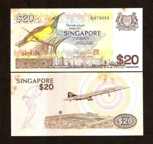 Singapore 20 DOLLAR P-12 ND 1979 Concorde BIRD Series UNC Tone Singaporean NOTE - Picture 1 of 3