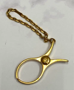 Hermes Filou Glove Holder Clip Key Chain Bag Charm Gold Metal Collectible Japan - Picture 1 of 4