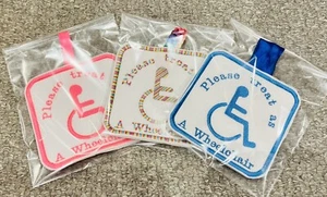 'PLEASE TREAT AS A WHEELCHAIR’  PUSHCHAIR DISABILITY SIGN, colours optional - Picture 1 of 7