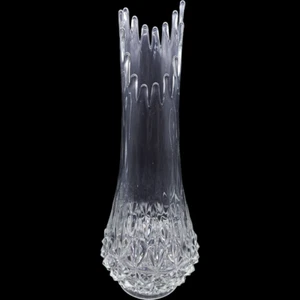 19" Smith Glass Solitaire Clear Pressed Glass Swung Bud Vase - Picture 1 of 5