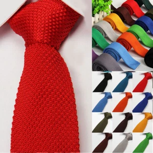 Quality Mens Tie Knit Knitted Ties Necktie Male Solid Slim Skinny Narrow Neckt L - Picture 1 of 45