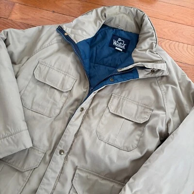 Vintage Woolrich Parka Chore Jacket Coat Mens M Tan Made In USA - Image 1 of 4
