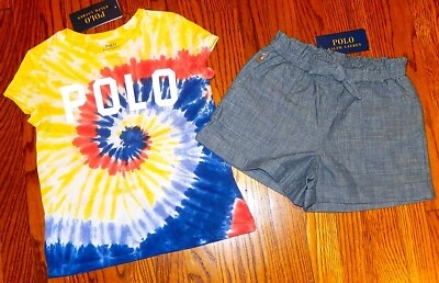JUEGO DE 2 PANTALONES CORTOS POLO RALPH LAUREN AUTÉNTICOS NIÑAS ORIGINALES NUEVOS Talla 5, Nuevos con Etiquetas Foto 1 de 4