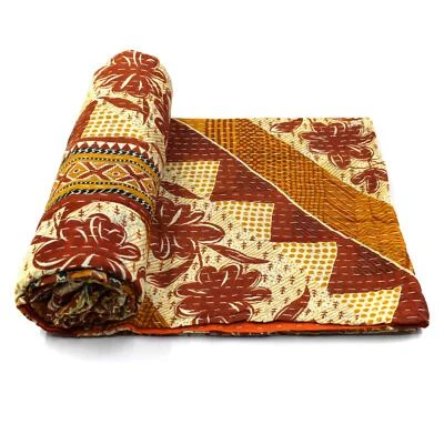 Vintage Quilt Indian Organic Cotton Bedspread Decorative Bedding Throw - Image 1 of 4