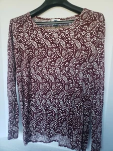 Old Navy Womens Long Sleeved Maroon Leaf Print Blouse Super Soft NWT Business - Picture 1 of 5