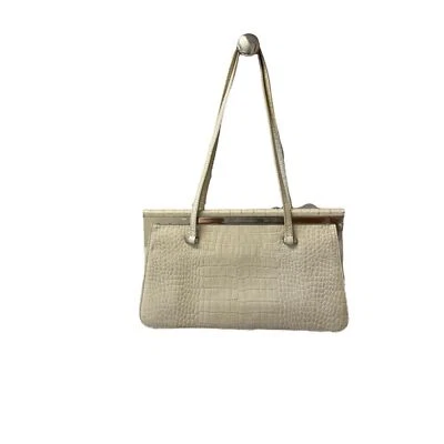 Bolso Cartera Antonio Melani Asa Superior Marfil Cocodrilo Repujado Foto 1 de 4