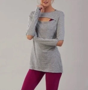 GYMSHARK | Gray Elbow Cut Out Long Sleeve T-shirt Small S Chest Keyhole  - Picture 1 of 9