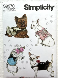 Simplicity Pattern 9970  Dog Clothes in 4 Sizes Approx. Weight 1 1/2 lbs- 8 lbs - Picture 1 of 2
