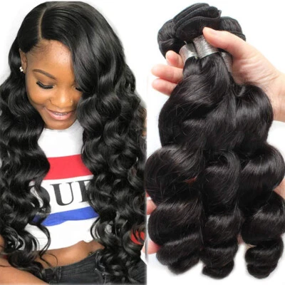 Extensiones de cabello humano virgen de onda suelta profunda de 12-30 pulgadas peruano/indio 3 paquetes Foto 1 de 4