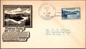Scott 745 6 Cents Crater Lake Anderson FDC Typed Add Crater Lake Planty 743-14 - Picture 1 of 2