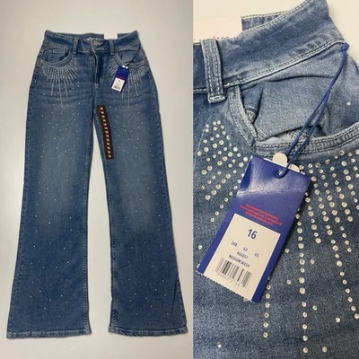 Ограниченное слишком молодежи джинсы джинсовой ткани Flare Jean средний стирка со стразами дизайн размер 16 - Изображение 1 из 4