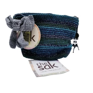 the SAK Crochet Zip Top Clutch Wallet Multicolor Stripe Bow Style #105954 Small - Picture 1 of 7