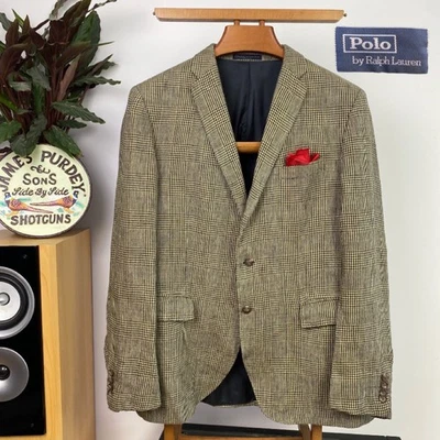 POLO RALPH LAUREN (44R) Men’s 100% Linen Sport Coat Jacket POW Tweed Plaid Glen - Image 1 of 4
